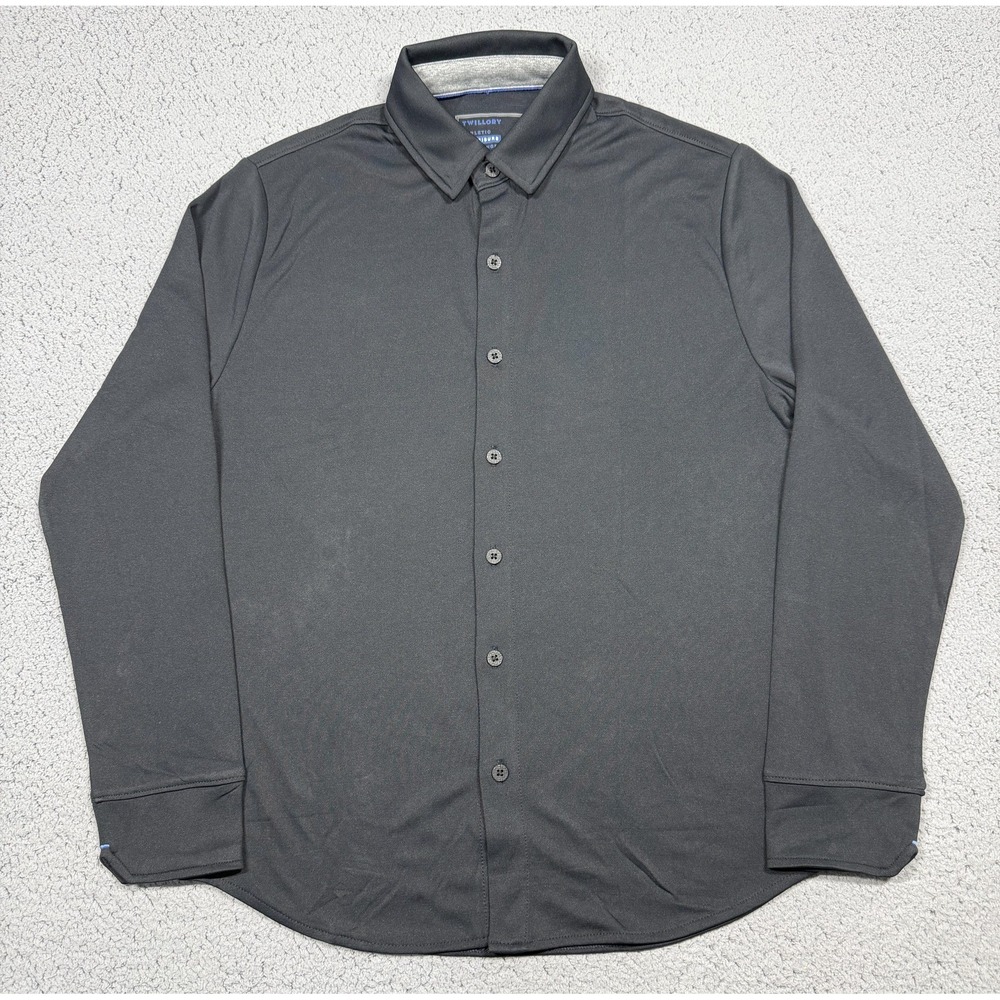 Twillory Shirt Mens M Black Long Sleeve Button Front Athleisure Stretch Casual
